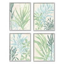 Stupell Industries Layered Plants Botanical Leaves Graphic Art Gray Framed Art Print Wall Art, Set of 4, Design by June Erica Vess