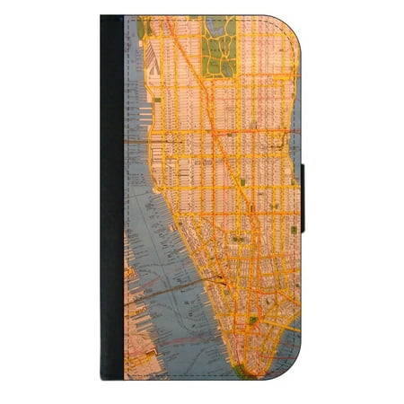 NYC Subway Map Wallet Style Cell Phone Case with 2 Card Slots and a Flip Cover Compatible with the Standard Apple iPhone X - iPhone 10 (Best Cell Phone Provider Nyc)