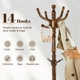 thumbnail image 4 of Wooden Coat Rack Stand, Vintage Natural Birch Wood Coat Racks Freestanding, Solid Coat Tree Stand with 9 Hooks, Classic Sturdy Coat Racks Hall Tree for Entryway, Office, 4 of 9