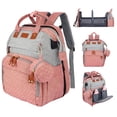 thumbnail image 1 of Mochila JOYCE, bolsa de pañales para bebés 3 en 1, color gris rosado, 1 of 7