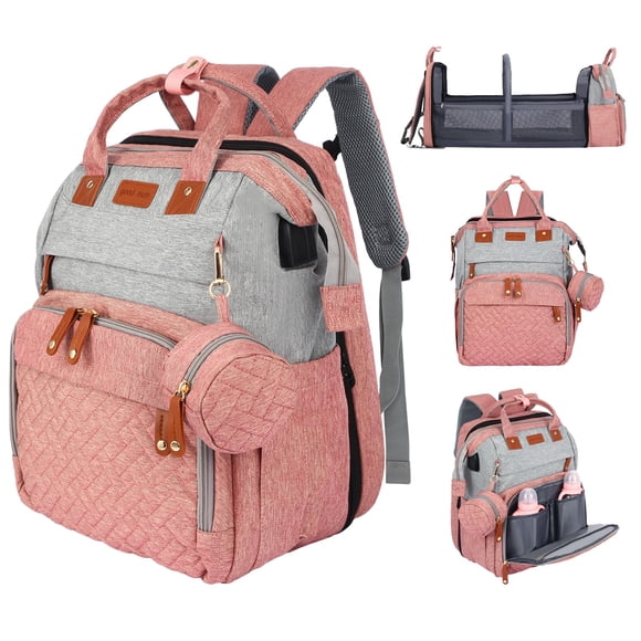 Mochila JOYCE, bolsa de pañales para bebés 3 en 1, color gris rosado
