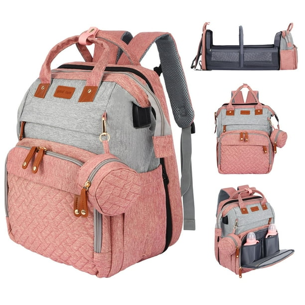 Mochila JOYCE, bolsa de pañales para bebés 3 en 1, color gris rosado