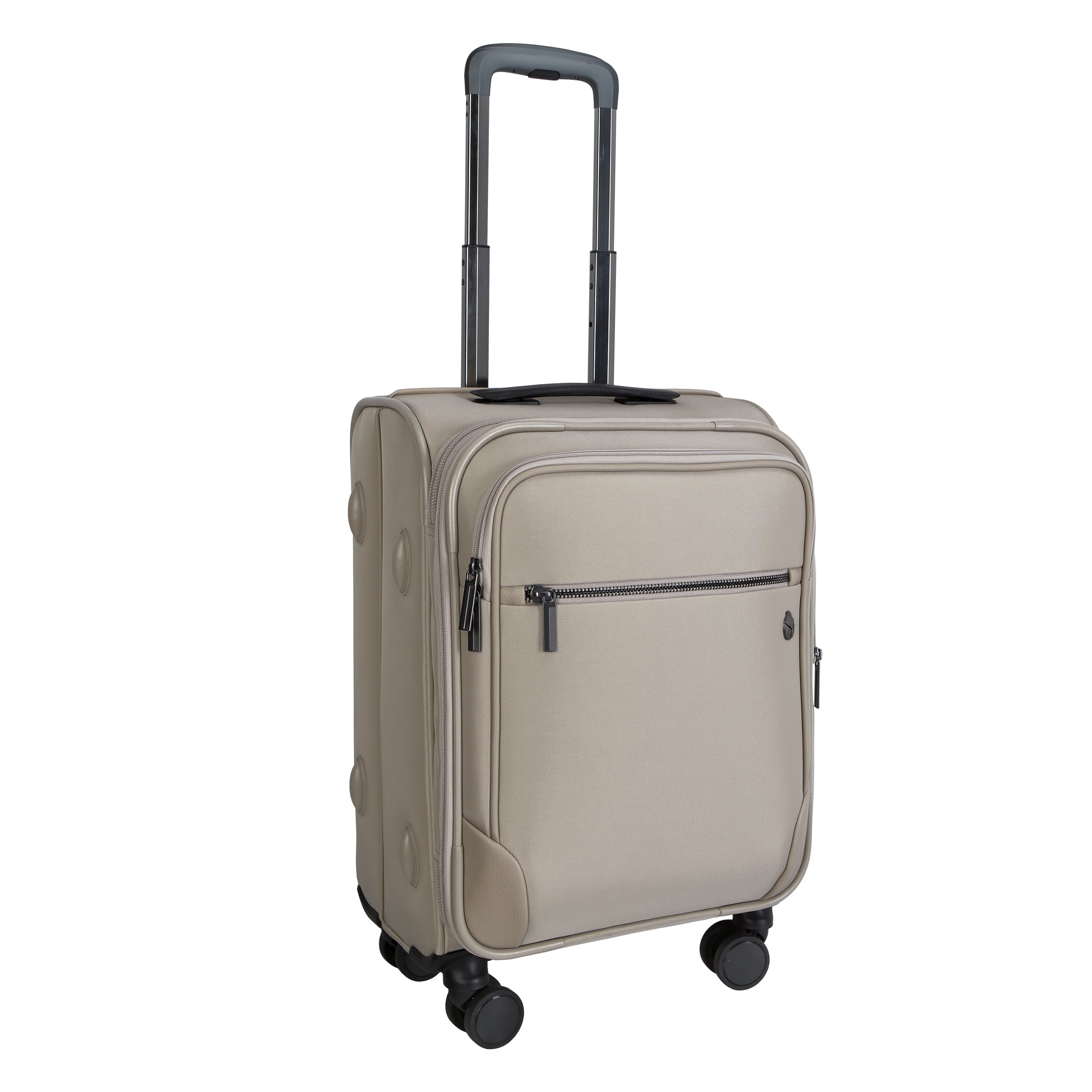 btL 20-inch Expandable Nylon Softside Carry-on Upright Luggage With 360 Spinner Wheels and Divider Pockets, Taupe
