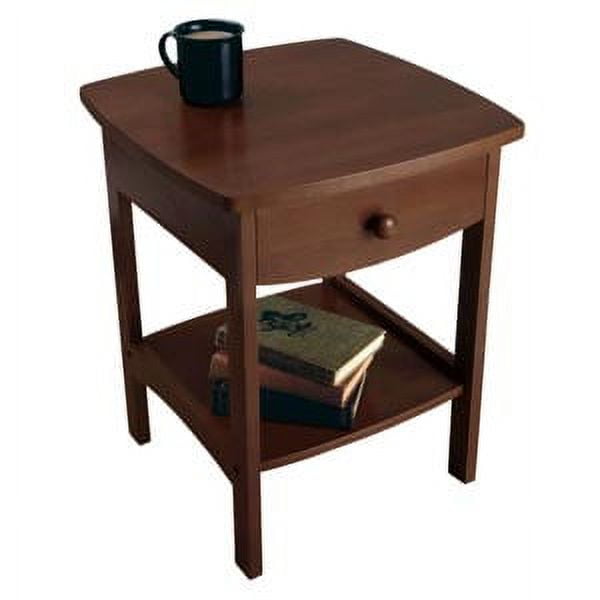 Winsome Wood Claire Curved Accent Table Nightstand Walnut Finish