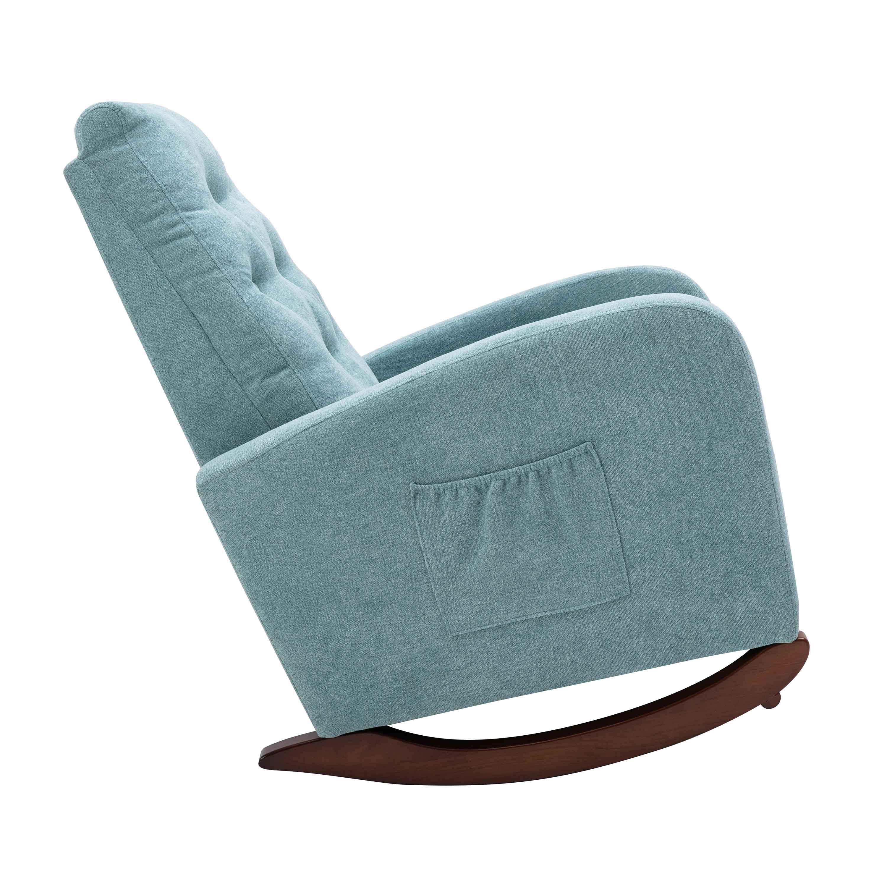 Ucloveria Modern Home Rocking Chair, Comfy Armchair with Side Pocket, Living Room Lounge Single Sofa, High Backrest with Decorative Buttons