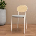 thumbnail image 3 of Euston Modern Upholstered Dining Chair with Round Wicker Back Style Set of 2, 3 of 12