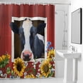 thumbnail image 2 of Cow Sunflowers Shower Curtain, Blue Yellow Flower Bee Farms Animal Oil Painting Waterproof Shower Curtain Set with 12 Hooks Lightweight Bath Curtains Fabric Bathroom Decor 72x72 Inches, 2 of 9