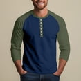 thumbnail image 4 of Hearthz Raglan 3/4 Sleevetshirts for Men Henley Neck Baseball Jersey Colorblock Mens Tops Dressy Casual Fall Summer Shirts for Men, 4 of 9