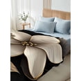 thumbnail image 4 of Gold Black Flower California King Size Flat Sheet, Wrinkleproof & Fadeproof Cooling Flat Bed Sheet Only, Blossoming Botanical Prints Leaf Breathable Soft Bedding Top Sheets 108 x 98 Inches, 4 of 8