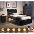 thumbnail image 2 of Black Metal Bed Frame with Charging Station and LED Lights - Charge Phones, Create Colorful Scenes in Bedroom, 2 of 2