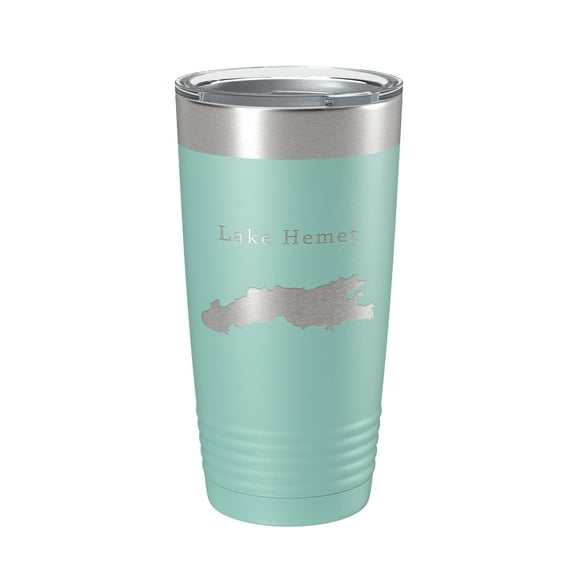 Lake Hemet Map Tumbler Travel Mug Insulated Laser Engraved Coffee Cup California 20 oz Teal
