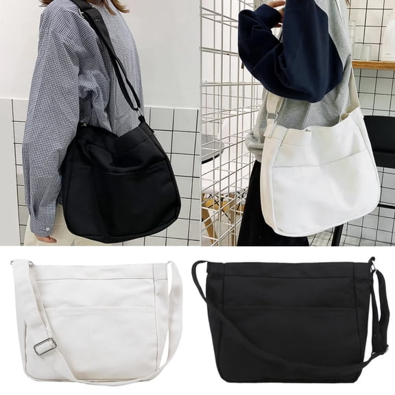 Women Casual Simple Canvas Messenger Bag Large Capacity Crossbody Shoulder Bag