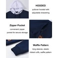 thumbnail image 5 of Men's Pullover Hoodies Plaid Jacquard with Zipper Kanga Pockets Color Block Long Sleeve Drawstring Casual Hooded Sweatshirt Dark blue 2XL, 5 of 8