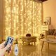 thumbnail image 1 of Guirnalda LED de 8 modos, lámpara de hadas para vacaciones, cortina de luz USB para el hogar, dormitorio, fiesta, patio, año nuevo, 2025, árbol de navidad（Warm white 4x2M 300LEDs, 1 of 5