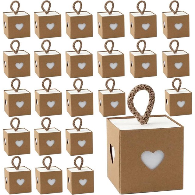 50 piezas Caja de regalo de cartón, Caja de obsequio de boda, Caja de regalo de caramelos de boda, Embalaje de caja de regalo, Pequeña caja de regalo vacía de Kraft para