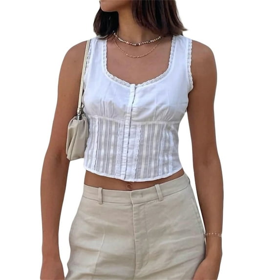 Liacowi Women Strap Slim Lace V Neck Camisoles Vintage Sleeveless Backless Tank Camis Spaghetti Crop Top Streetwear