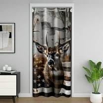 Deer Door Drape,American Flag Room Divider Curtain 34"W X 80"L,United States Blackout Curtain Privacy,Rustic Farmhouse Style Door Curtain for Bedroom Doorway Living Room
