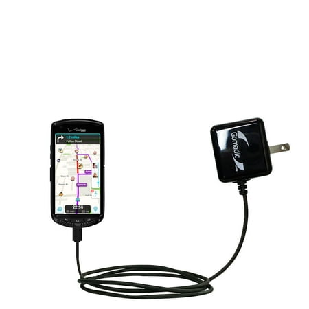 Gomadic Intelligent Compact AC Home Wall Charger suitable for the Kyocera Brigadier (E6782) - High output power with a convenient, foldable plug desig