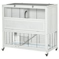 thumbnail image 1 of PawHut 42.5" Wooden Rabbit Hutch with Wheels, Bunny House Indoor, White, 1 of 10