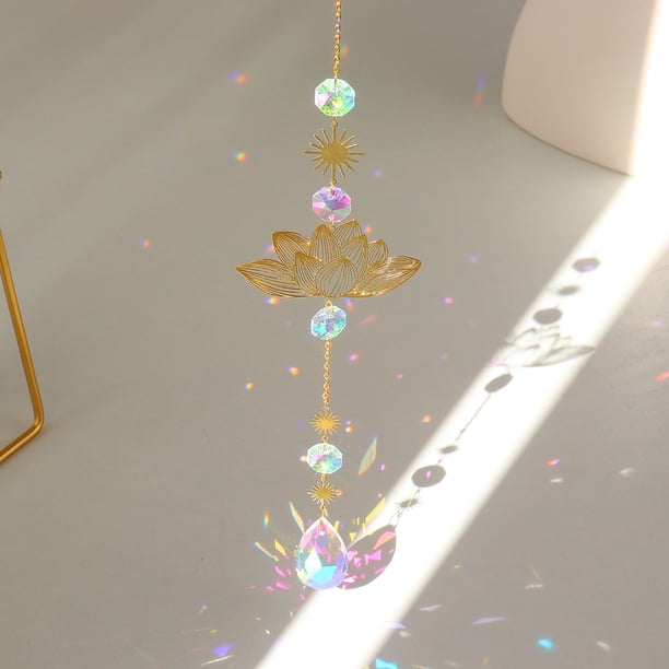 Campanas De Viento Crystal Dream Catcher Creative Chic Metal Rainbow Ornament para el dormitorio de la pared del hogar