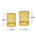 thumbnail image 4 of Oufan Outdoor Side Table Set of 2, Decorative Garden Stool for Patio Heavy Duty Metal Frame Accent Table Modern End Table, Yellow, 4 of 7