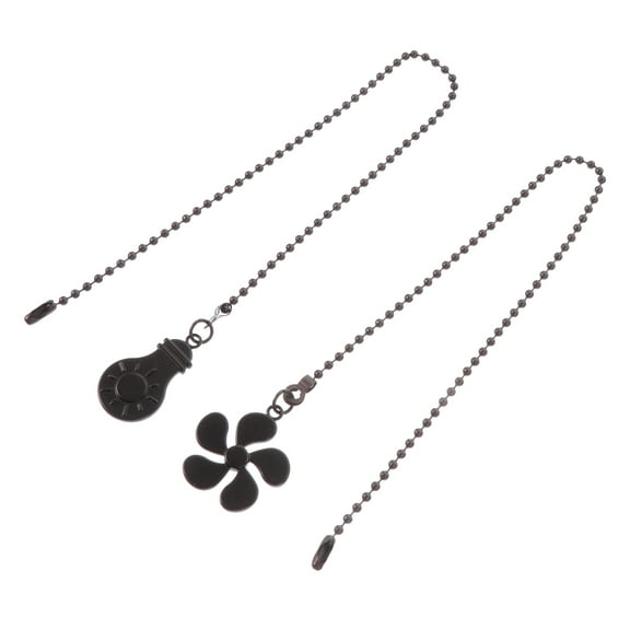 Toyvian 2Pcs Black Ceiling Fan Pull Chain Extension Durable Beaded Ball Pendant for Home