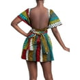 thumbnail image 3 of Uhndy Women Sexy V-Neck African Rompers Jumpsuit Floral Dashiki Ankara Boho Beach Short Sleeveless African Playsuit Polkadot M, 3 of 6