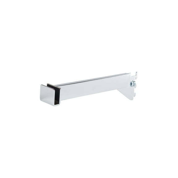 SSWBasics 12 inch Chrome Dimensional Hangrail Bracket for Slotted Standard - ½ inch slots 1 inch on center - Pack of 4