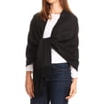 thumbnail image 3 of Sakkas Iris Warm Super Soft Pashmina Shawl / Scarf with Fringes - Black - One Size Regular, 3 of 5