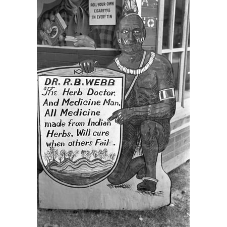 Medicine Man 1938 Na Native American Medicine Sign Advertising An Herbal Doctor In Pine Bluffs Arkansas Photograph By Russell Lee In September 1938 Rolled Canvas Art -  (24 x