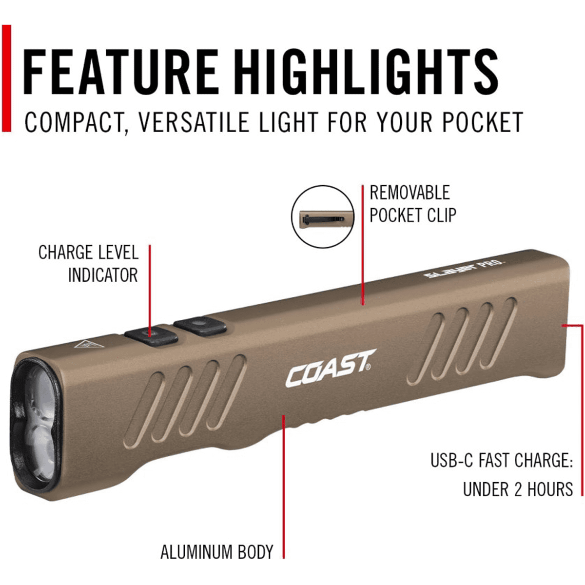 COAST 31104 Slayer Pro, 1150 Lumen Rechargeable Dual Optic Flashlight
