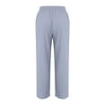 thumbnail image 6 of Womens Pants Women Casual Solid Color Trouser Pant Cotton Blend Drawstring Elastic Waist Pocket Long Wide Leg Pants, 6 of 7