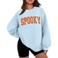 thumbnail image 3 of ibiyuan Halloween Sweatshirts Women Crew Neck Loose Fit Womens Shirts Halloween Pumpkin Season Bat Pumpkin Head Graphic Cotton Sweater Holiday Long Sleeve Top Halloweens Great Gift for Her, 3 of 7