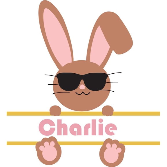 Personalized Name Vinyl Decal Sticker Custom Initial Wall Art Personalization Decor Bunny Rabbit Wearing Glasses 10 Inches X 10 Inches