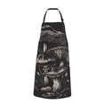 thumbnail image 2 of Picia Monochrome Mushroom Artwork Waterproof Apron for Unisex Adult - Adjustable Bib Apron with Pockets, Ideal for Cooking, Gardening, Painting, and Household Chores, 2 of 9