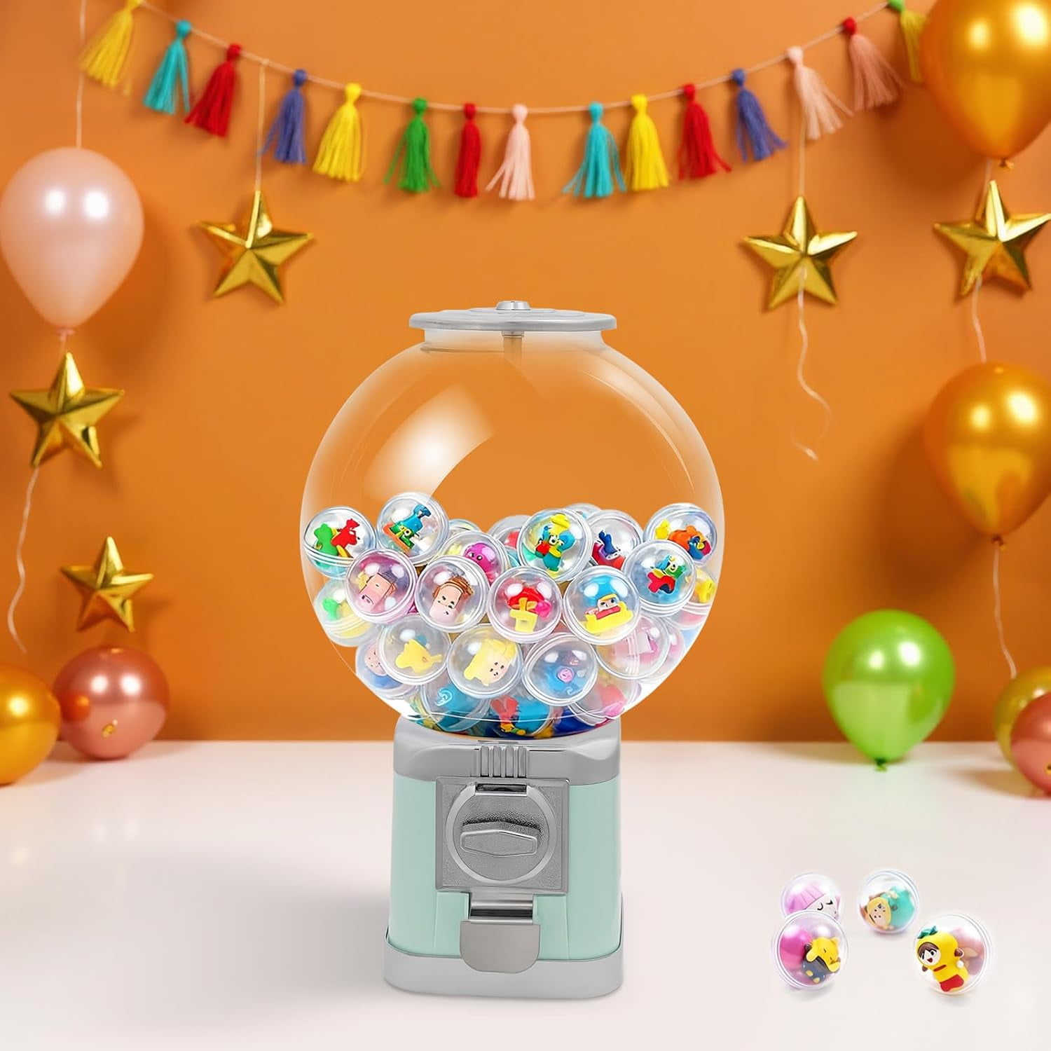 Vending Machine, 1 Dollar Twister Ball Dispenser, Commercial Big Capsule Twister Ball Candy Vending Machine w/2 Keys for Amusement Parks Hypermarkets Parks & Game Halls