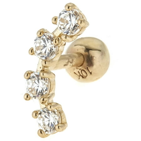 Body Expressions CZ 10kt Yellow Gold Curved Cartilage Earring