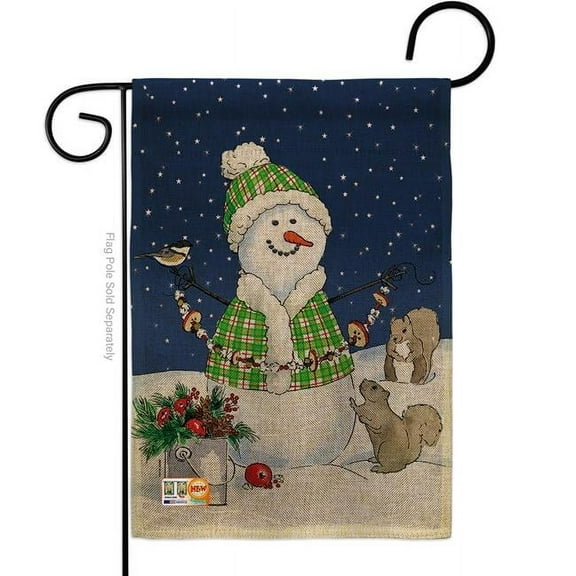 Breeze Decor BD-WT-G-114210-IP-DB-D-US18-WA 13 x 18.5 in. Decorating with Snowmen Burlap Winter Wonderland Impressions Decorative Vertical Double Sided Garden Flag