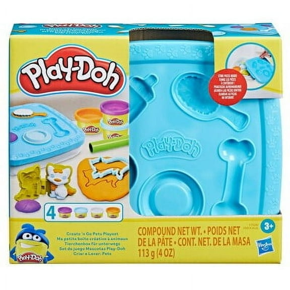 Play-Doh Create n Go Pets Playset, Set with Storage Container, Arts and Crafts Activities, Kids Toys for 3 Year Olds and Up