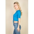 thumbnail image 6 of Drawstring Tie-Front Short Sleeve Crop Top, 6 of 11