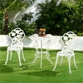 Topeakmart Outdoor 3 Piece Patio Bistro Dining Table Set with Umbrella