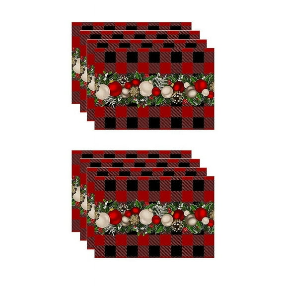 8PCS Xmas Trees Snow Pink Christmas Placemats Winter Table Mats for Kitchen Dining Decoration E,8x Christmas placemat