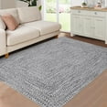 thumbnail image 1 of GlowSol 8' x 10' Area Rug Modern Braided Print Rugs for Living Room Bedroom Non-Slip Low Pile Accent Rug Washable Floor Cover, Gray, 1 of 8