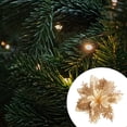 thumbnail image 3 of sweethay Decoración de flores artificiales de Navidad con purpurina, adorno de árbol de Navidad brillante, decoración de fiesta, accesorios de diseño Kits de decoración para fiestas Oro sweethay HA069938-02, 3 of 6