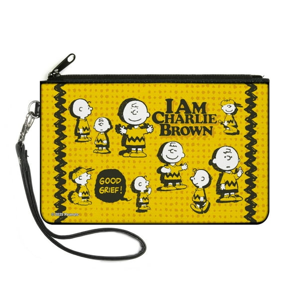 Peanuts Wallet, Zip Clutch, Peanuts I Am Charlie Brown Poses and Zig Zag Stripe Yellows, Canvas