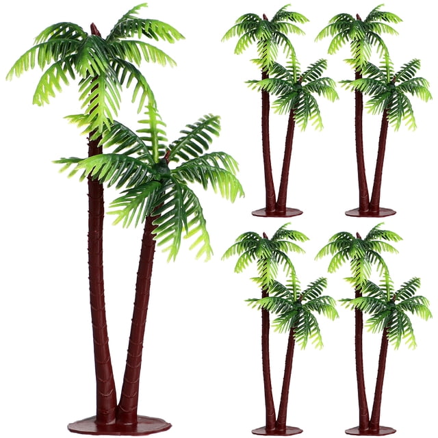 5 adornos de plástico para cocoteros, plantas de coco y palmeras para acuarios.