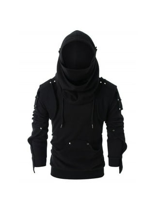 Men's hoodie retro deals elbows drawstring solid color