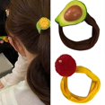 thumbnail image 2 of Sweet Fruit Shape Hair Ties Stretchy Realistic Fruit Theme Hair Scrunchies Rubber Band Hair Holder Women Accessories tangerine, 2 of 4