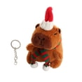thumbnail image 2 of Llavero de peluche de carpincho, mochila de animales de peluche de carpincho, colgante de muñeca portátil bufanda verde redonda, 2 of 9