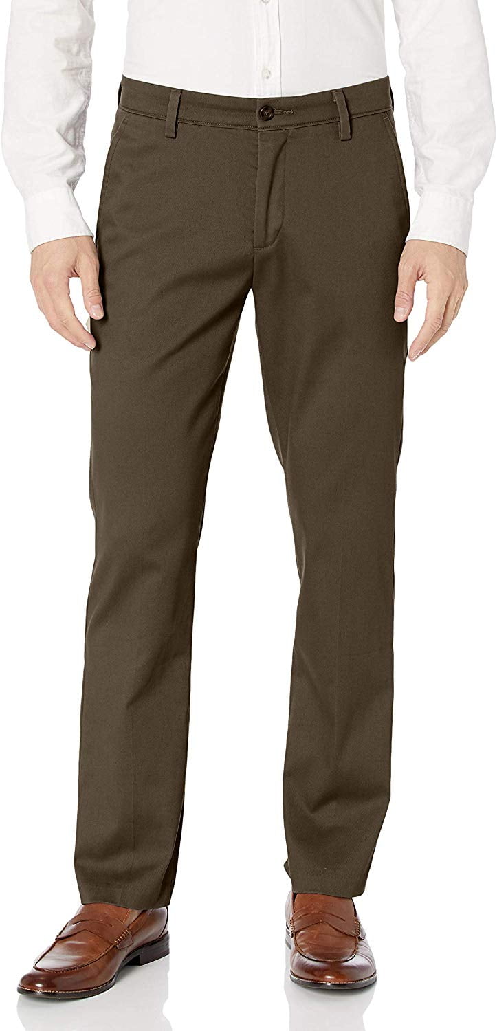 men's easy slim tapered fit khaki stretch pants